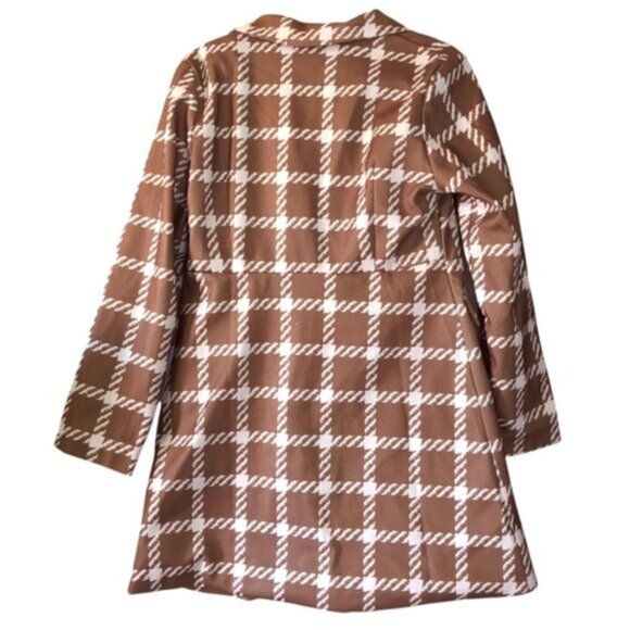 Boutique Retro 60s Houndstooth Mustard Preppy Old Money Jacket L - Picture 2 of 6